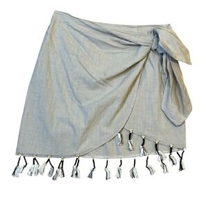 Zara Bloggers Favorite Knotted Tassel Mini Skirt Tan Size M Beach Vacation Boho